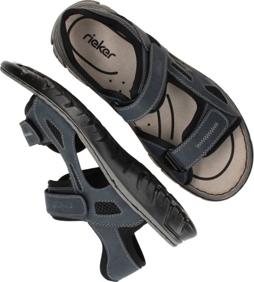 Rieker Zwarte synthetische sliders met comfortabel voetbed en klittenbandsluiting Black Heren - Foto 6