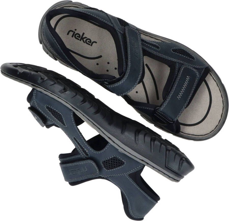 Rieker Zwarte synthetische sliders met comfortabel voetbed en klittenbandsluiting Black