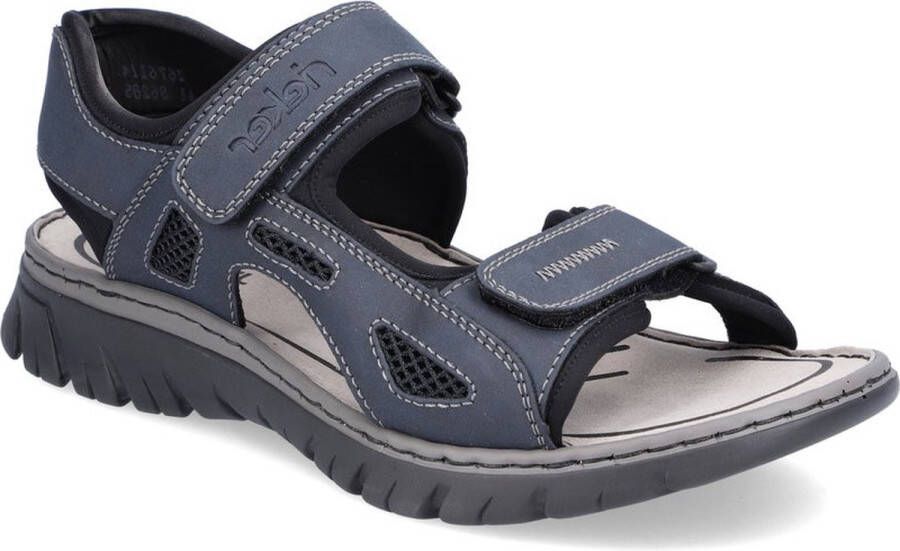 Rieker Zwarte synthetische sliders met comfortabel voetbed en klittenbandsluiting Black Heren - Foto 15