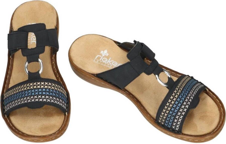 Rieker -Dames blauw donker slippers & muiltjes