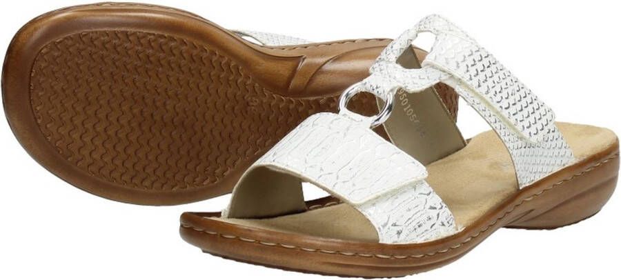 Rieker -Dames off-white ecru parel slippers & muiltjes
