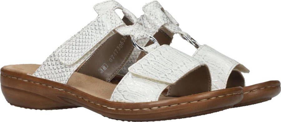 Rieker -Dames off-white ecru parel slippers & muiltjes