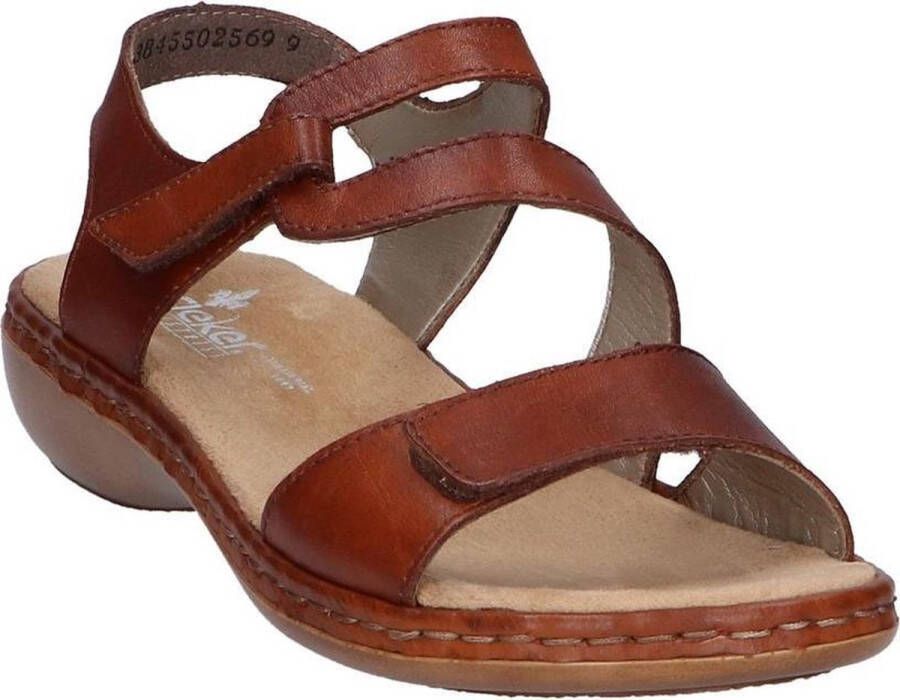 Rieker Dames sandalen Plat cognac