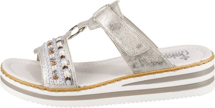 Rieker -Dames zilver slippers & muiltjes
