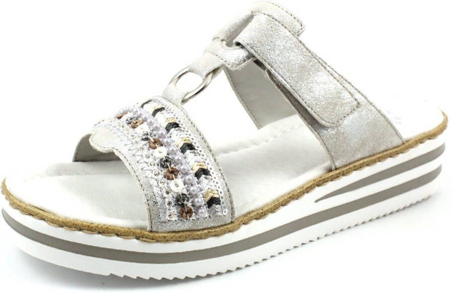 Rieker -Dames zilver slippers & muiltjes