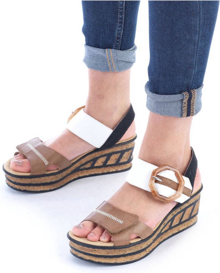 Rieker Sandaaltjes zomerschoen sandaal sleehak in modieuze look - Foto 4