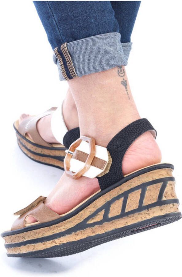 Rieker Sandaaltjes zomerschoen sandaal sleehak in modieuze look - Foto 8