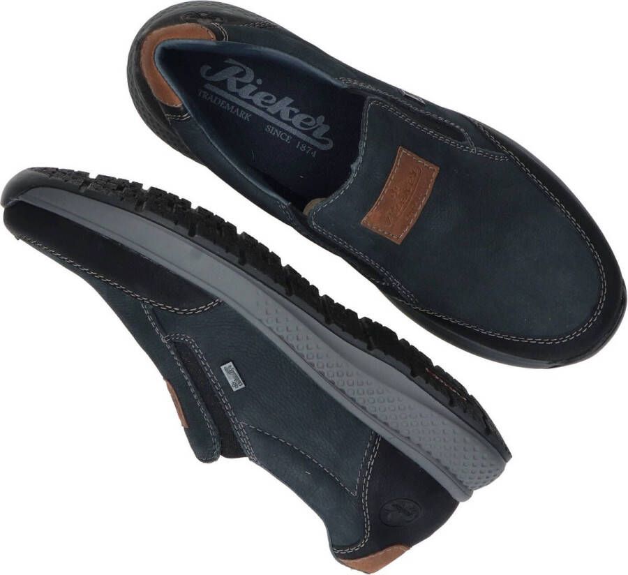 Rieker Instappers blauw Nubuck Heren