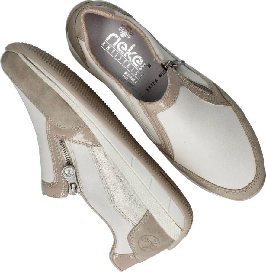 Rieker Beige Synthetisch en Leren Instappers met Ritssluiting en H-Wijdte Wit Dames - Foto 8