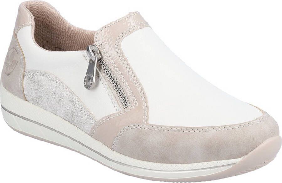 Rieker Beige Synthetisch en Leren Instappers met Ritssluiting en H-Wijdte Wit Dames - Foto 11