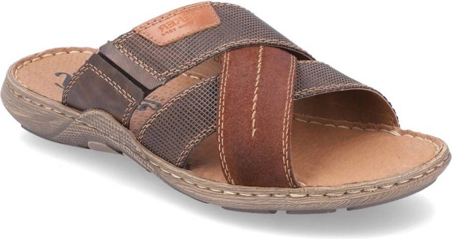 Rieker Kruisband Slippers bruin Synthetisch