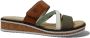 Rieker Comfort Slipper Groen Bruin Wit Bandjes Multicolor Dames - Thumbnail 6
