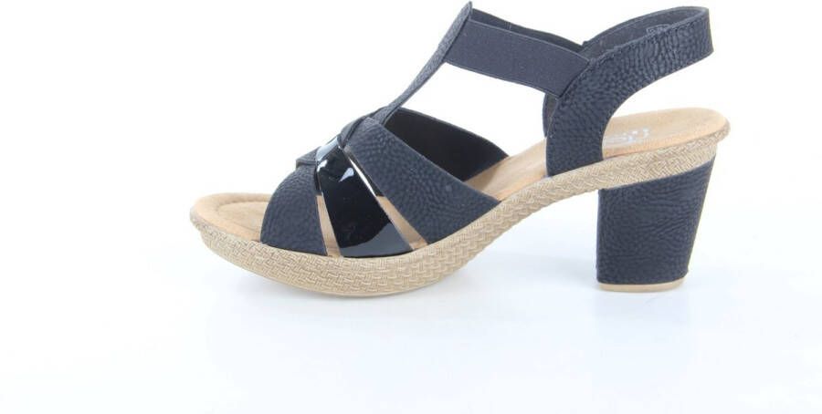 Rieker Sandalen met hak zwart Nubuck Dames