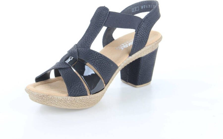 Rieker Sandalen met hak zwart Nubuck Dames