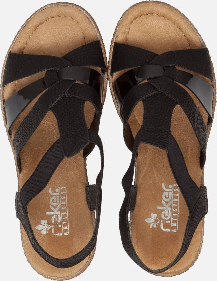 Rieker Sandalen met hak zwart Nubuck Dames