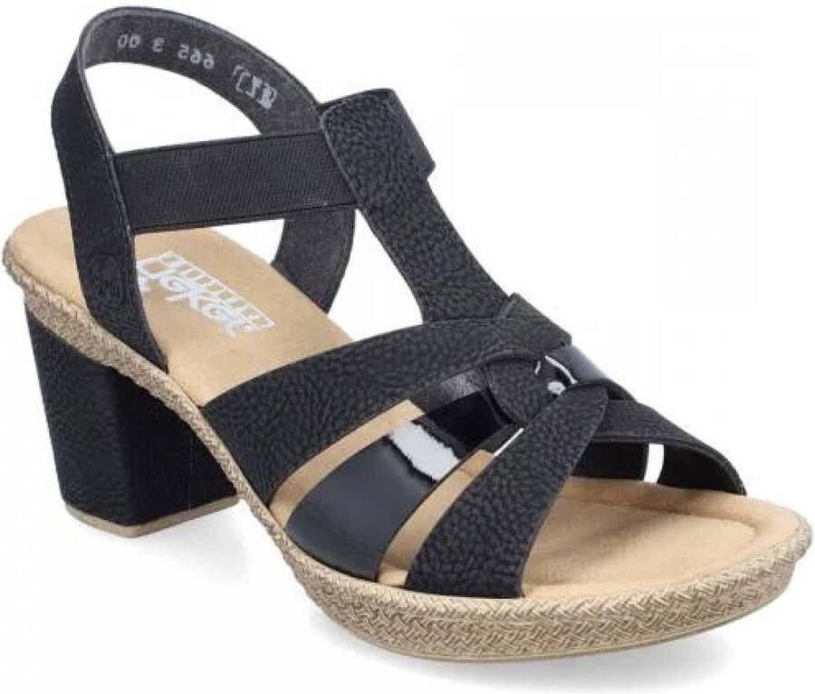 Rieker Sandalen met hak zwart Nubuck Dames