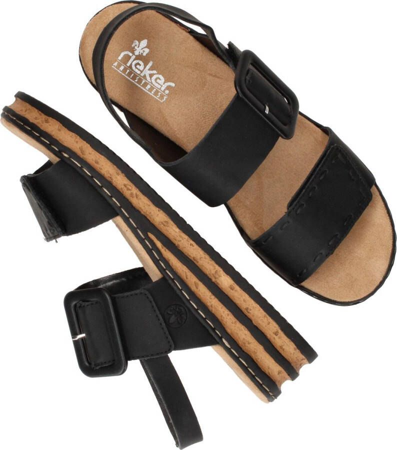 Rieker Zwarte sandaal met klittenbandsluiting Black Dames - Foto 14