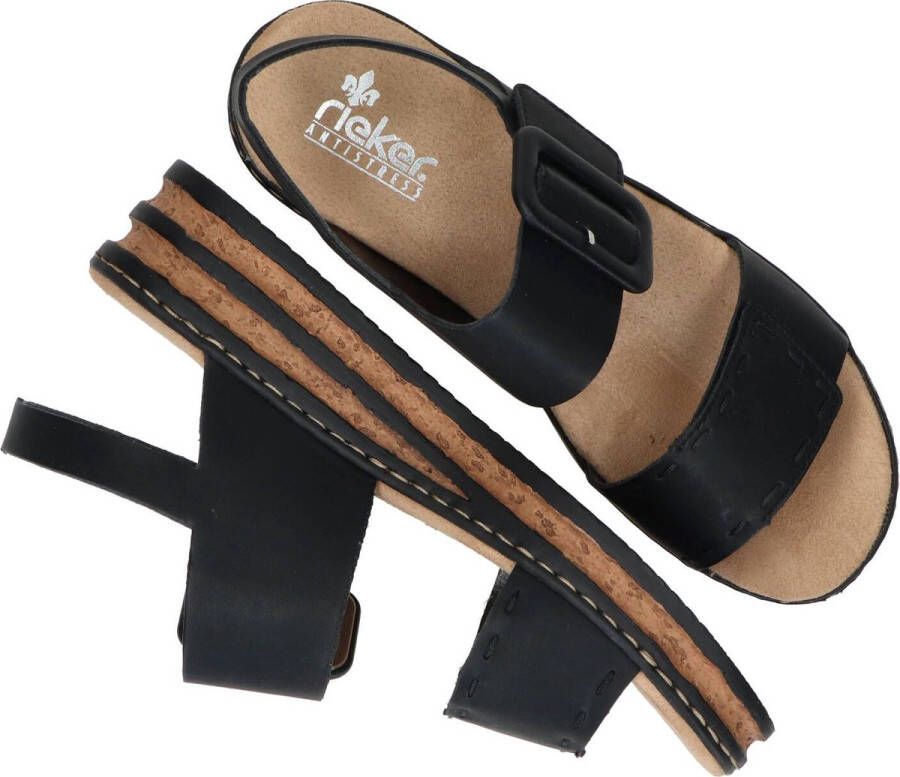 Rieker Zwarte sandaal met klittenbandsluiting Black Dames - Foto 8