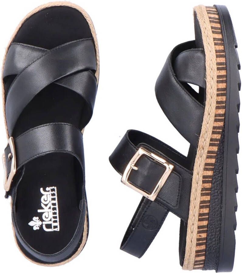Rieker Sandalen zwart Leer Dames