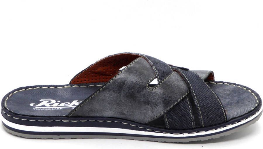 Rieker Serbia Slippers blauw Leer