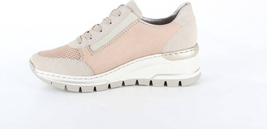 Rieker Witte Leren Sneaker met Dierenprint Accenten en Rits Beige Dames - Foto 10