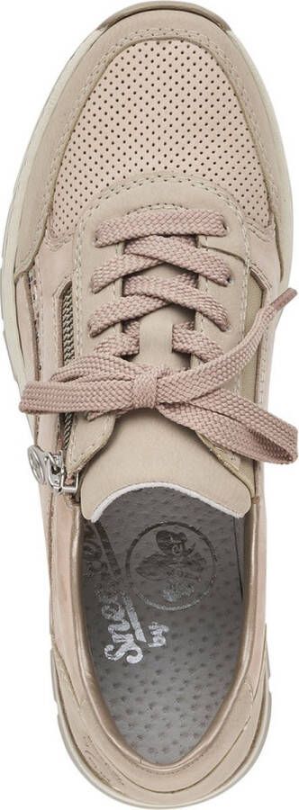 Rieker Witte Leren Sneaker met Dierenprint Accenten en Rits Beige Dames - Foto 11