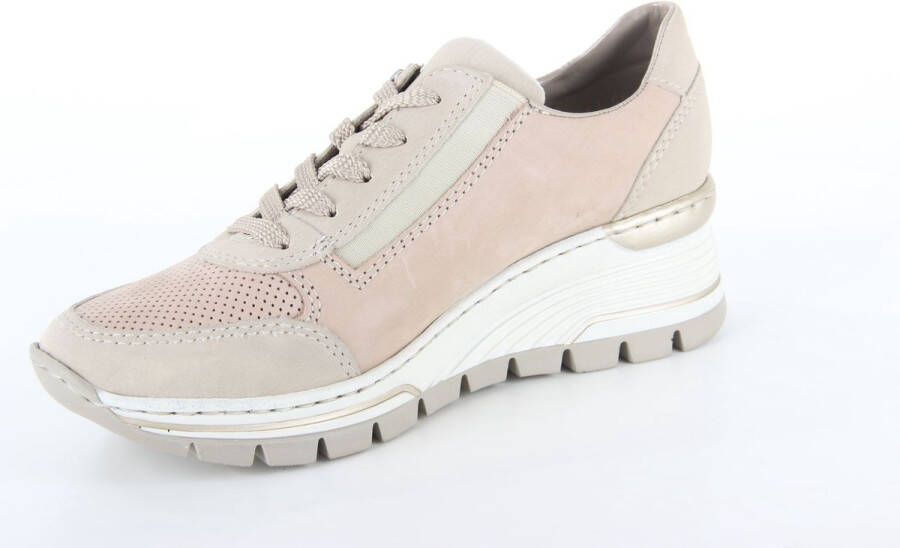 Rieker Witte Leren Sneaker met Dierenprint Accenten en Rits Beige Dames - Foto 13