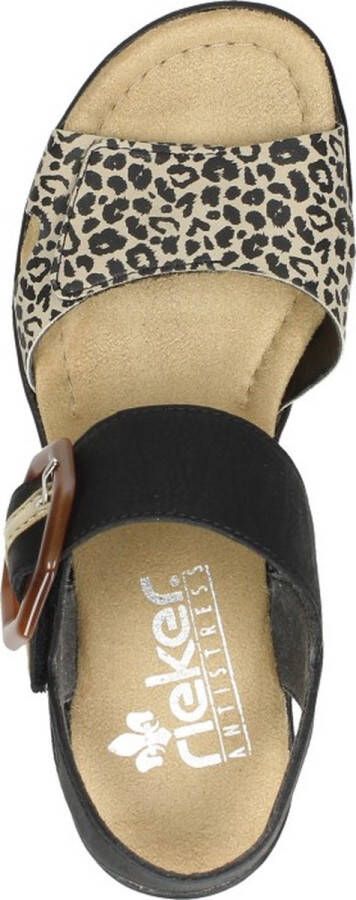 Rieker T60 Leopard Sandalen zwart Synthetisch Dames
