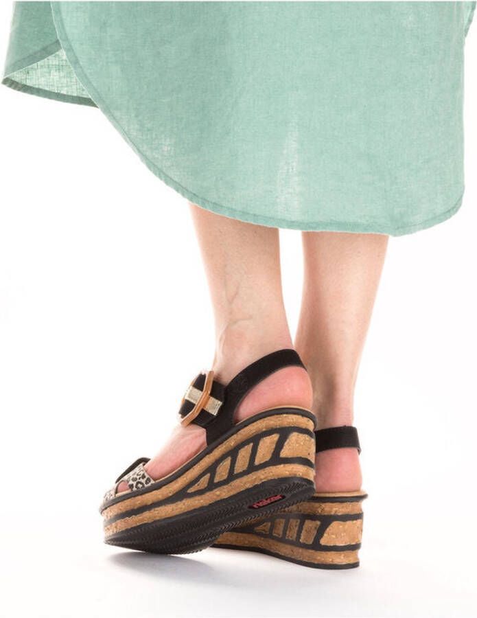 Rieker T60 Leopard Sandalen zwart Synthetisch Dames