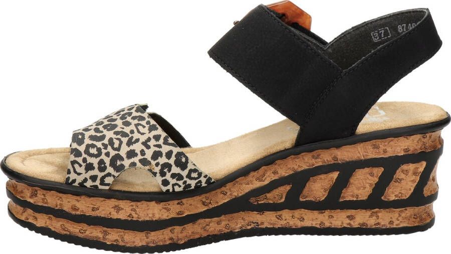 Rieker T60 Leopard Sandalen zwart Synthetisch Dames