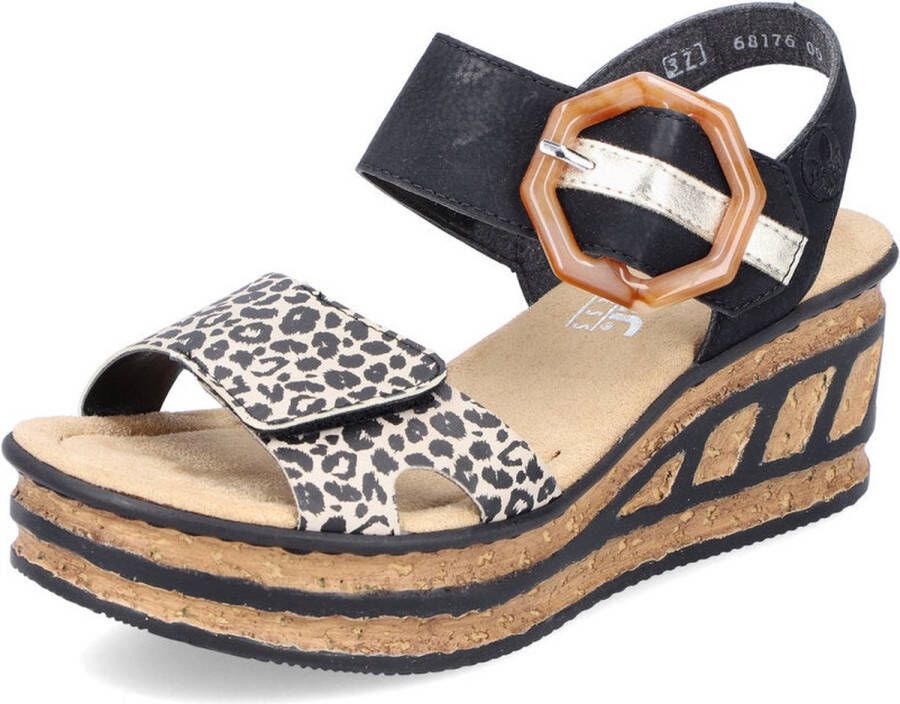 Rieker T60 Leopard Sandalen zwart Synthetisch Dames