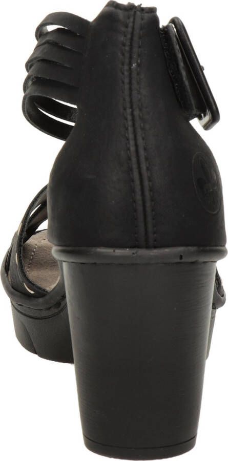 Rieker T60 Sandalen met hak zwart Nubuck Dames