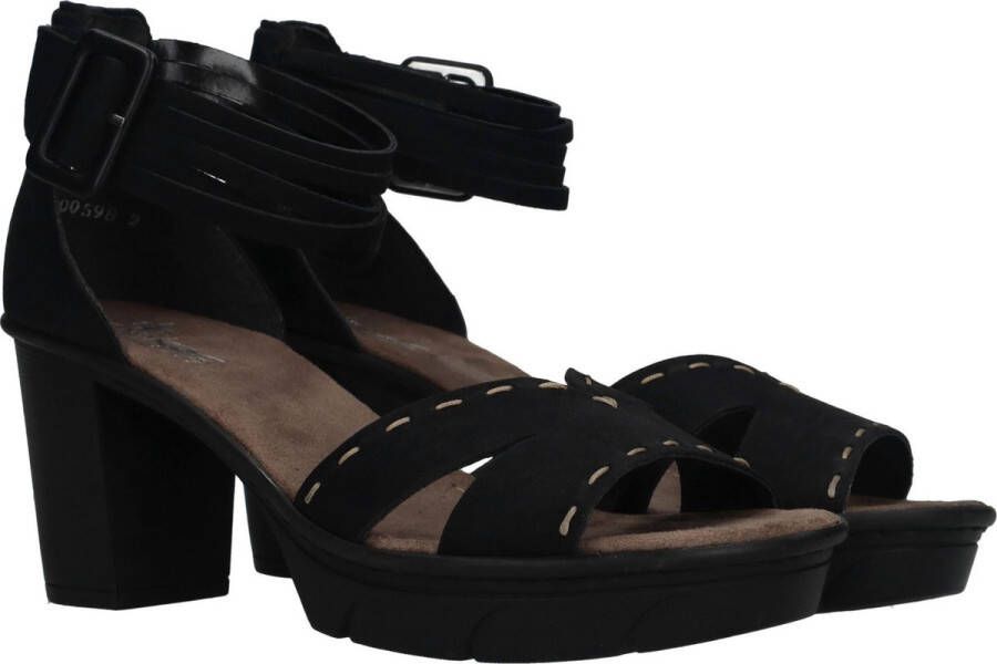 Rieker T60 Sandalen met hak zwart Nubuck Dames
