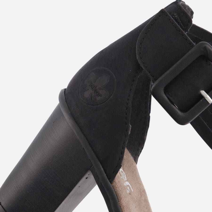 Rieker T60 Sandalen met hak zwart Nubuck Dames