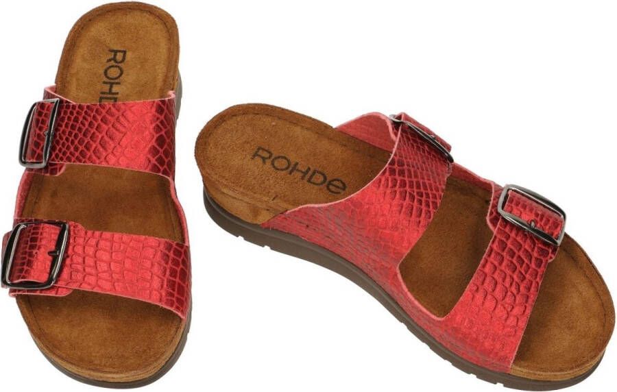 Rohde -Dames rood donker slippers & muiltjes