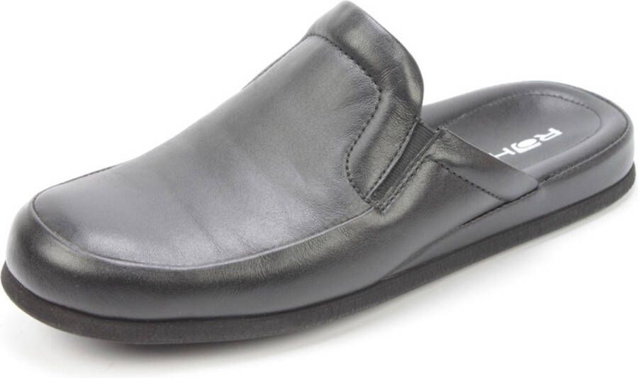 Rohde heren Pantoffels leer zwart 6607