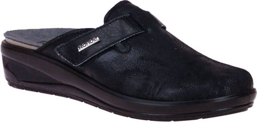 Rohde Pantoffel 6165 Zwart Stretch Verwisselbaar Voetbed