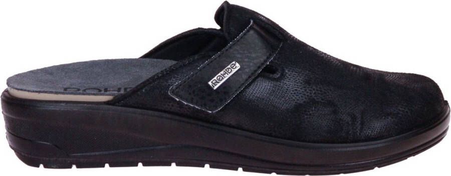 Rohde Pantoffel 6165 Zwart Stretch Verwisselbaar Voetbed