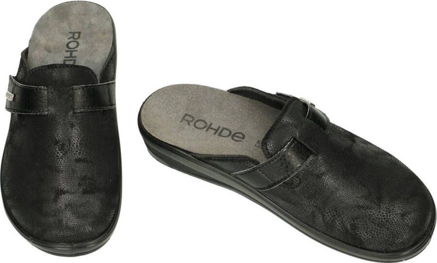 Rohde Pantoffel 6165 Zwart Stretch Verwisselbaar Voetbed