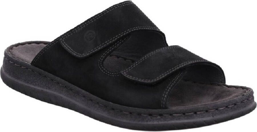 Rohde Slipper Heren Leder Zwart Klittenband 6241