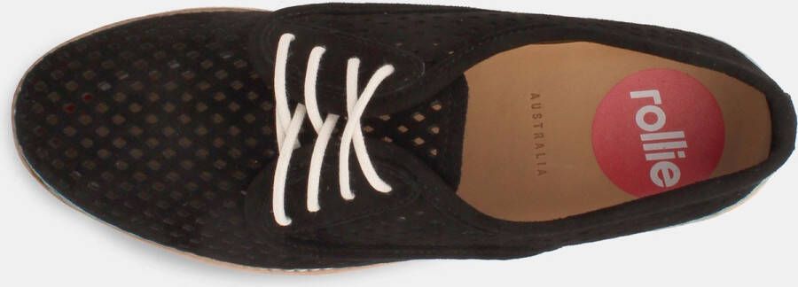 Rollie Dames Veterschoen Derby Punch Black Suede
