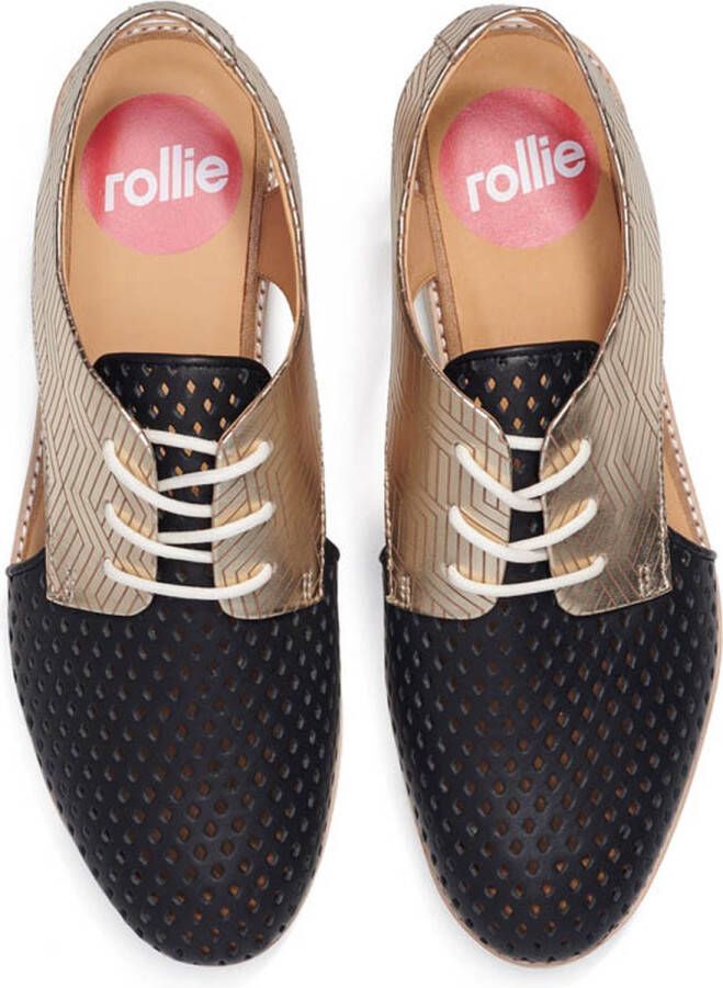 Rollie Dames Veterschoen Slingback Punch Black Gold Etched