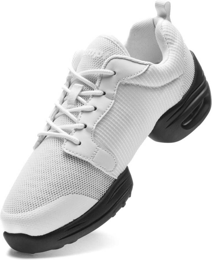 Rumpf Dansschoenen PEBBLE 1516 Unisex Jazz hiphop Trainingsschoenen Salsa Danssneaker ademend wit