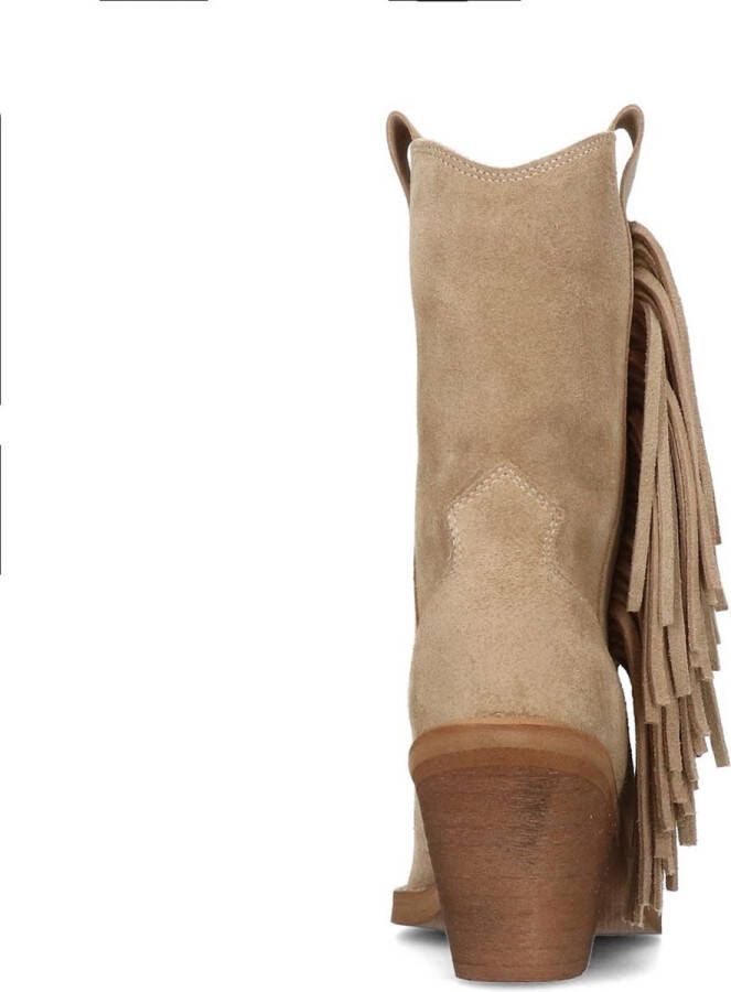 Sacha Dames Beige cowboylaarzen met hak en franjes