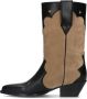 Sacha Dames Beige leren cowboylaarzen met zwarte details - Thumbnail 5