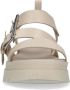 Sacha Dames Beige leren plateau sandalen met gespen - Thumbnail 8