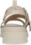 Sacha Dames Beige leren plateau sandalen met gespen - Thumbnail 9