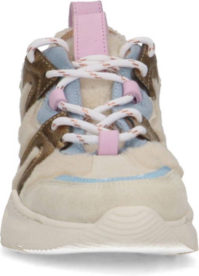 Sacha Dames Beige sneakers met gekleurde en fluffy details