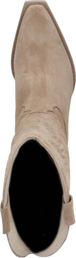Sacha Dames PRE-ORDER Beige suède cowboylaarzen met stiksels - Foto 7