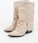 Sacha Dames Beige suède western enkellaarsjes met flap - Thumbnail 5